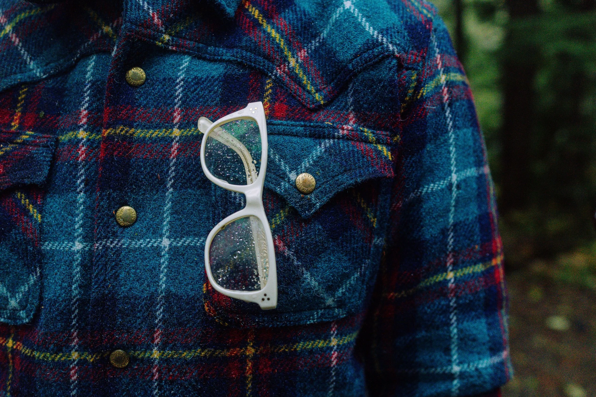 Harris Tweed Psychedelic BLUE Tartan WOOL Western Jacket (with